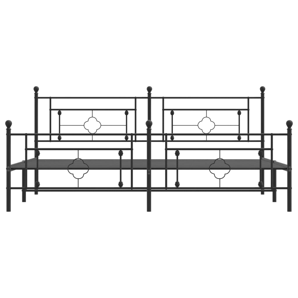 vidaXL Metal Bed Frame without Mattress with Footboard Black 193x203cm