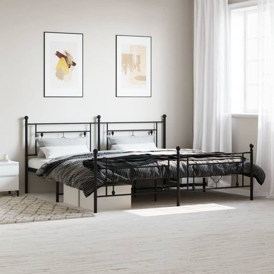 vidaXL Metal Bed Frame without Mattress with Footboard Black 193x203cm