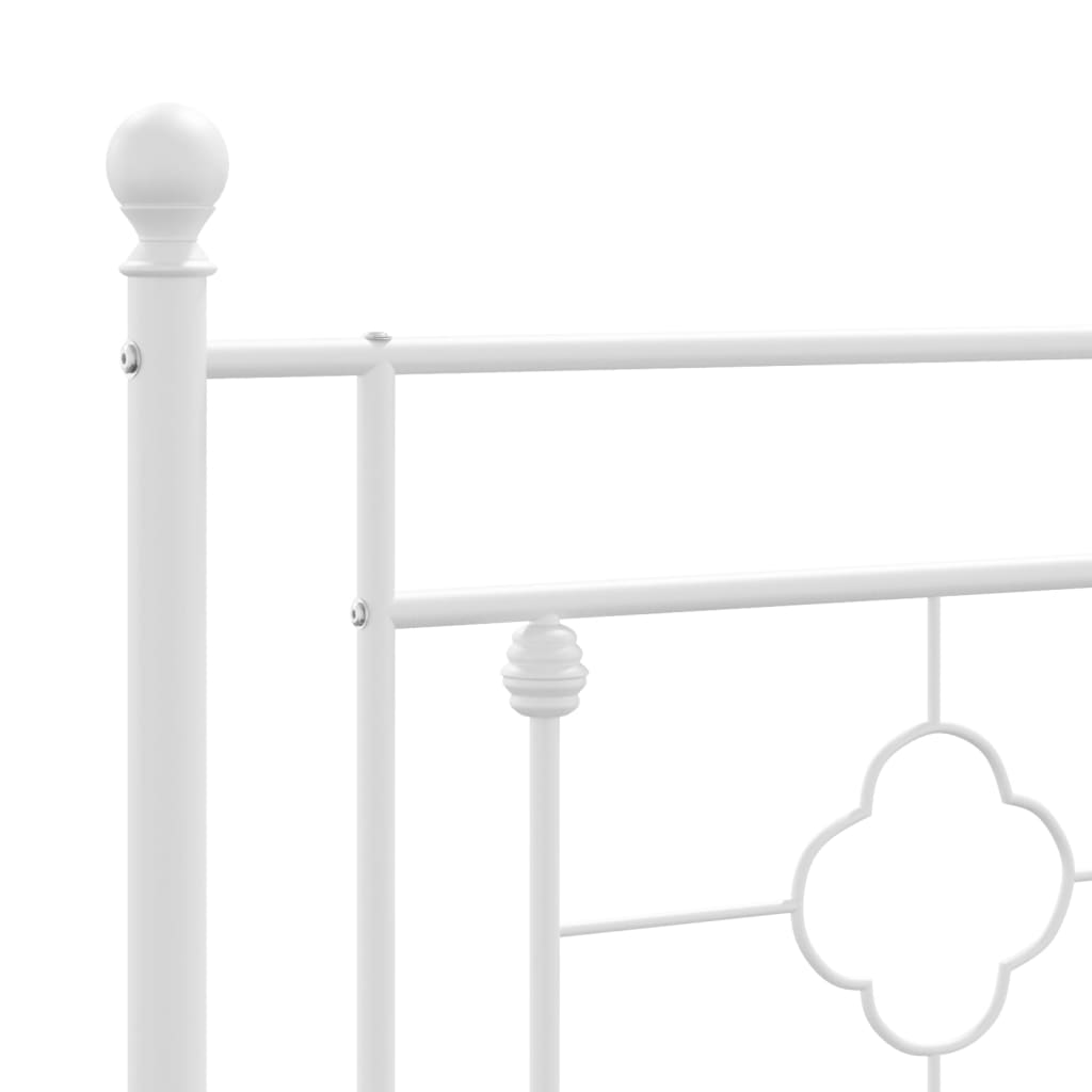 Metal Bed Frame without Mattress with Headboard White 90x200cm