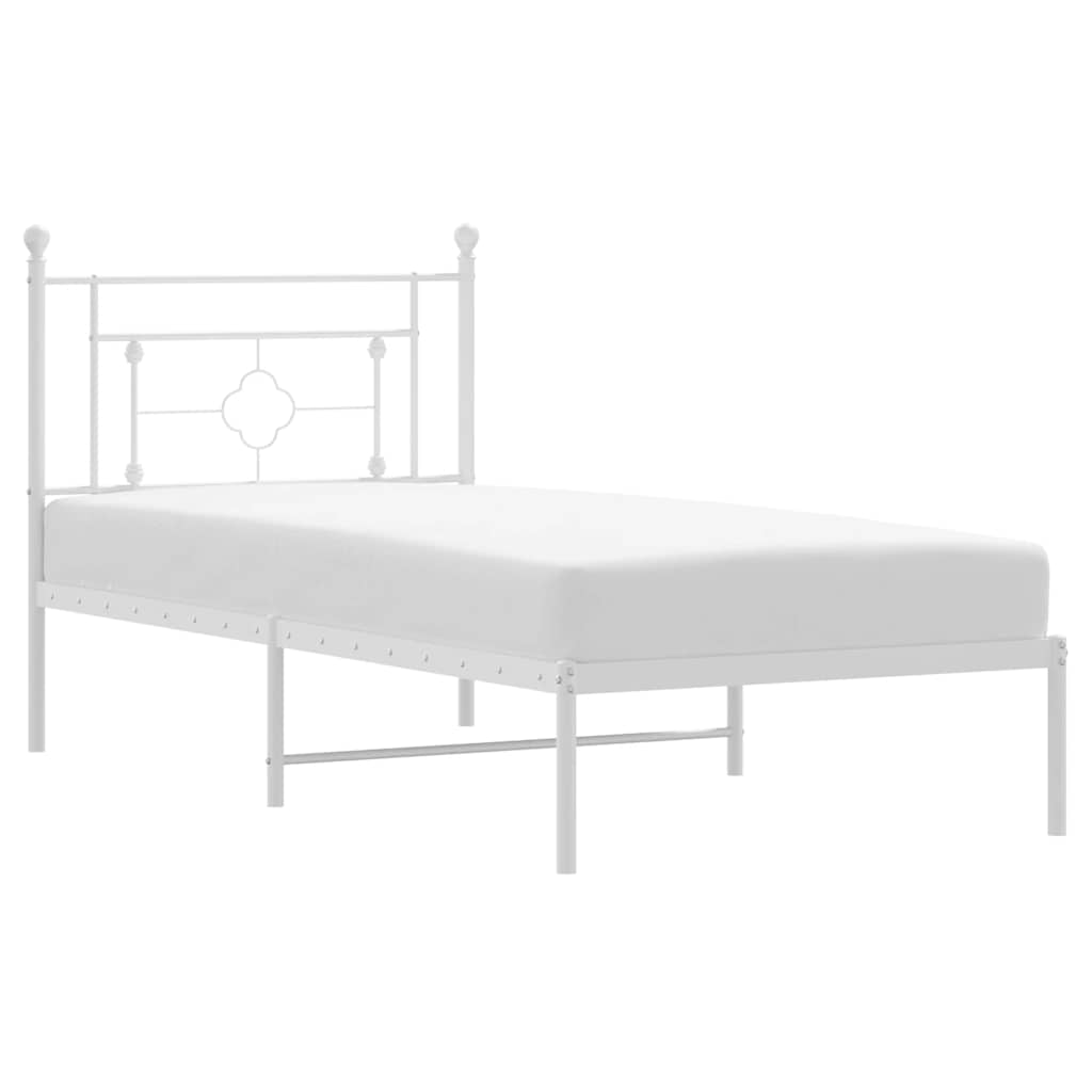 Metal Bed Frame without Mattress with Headboard White 100x200cm