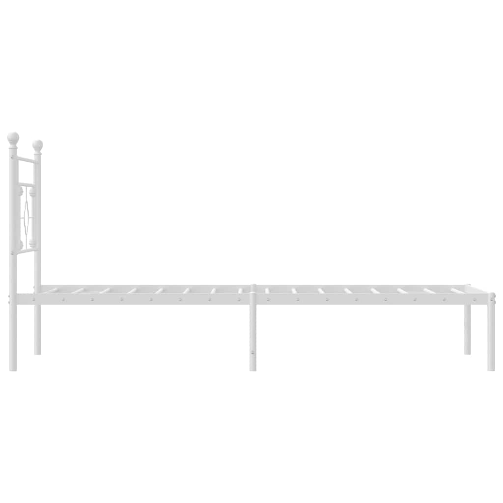 Metal Bed Frame without Mattress with Headboard White 100x200cm