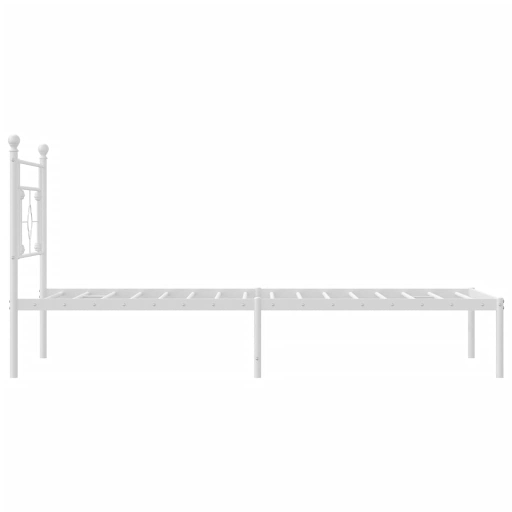 Metal Bed Frame without Mattress with Headboard White 107x203cm