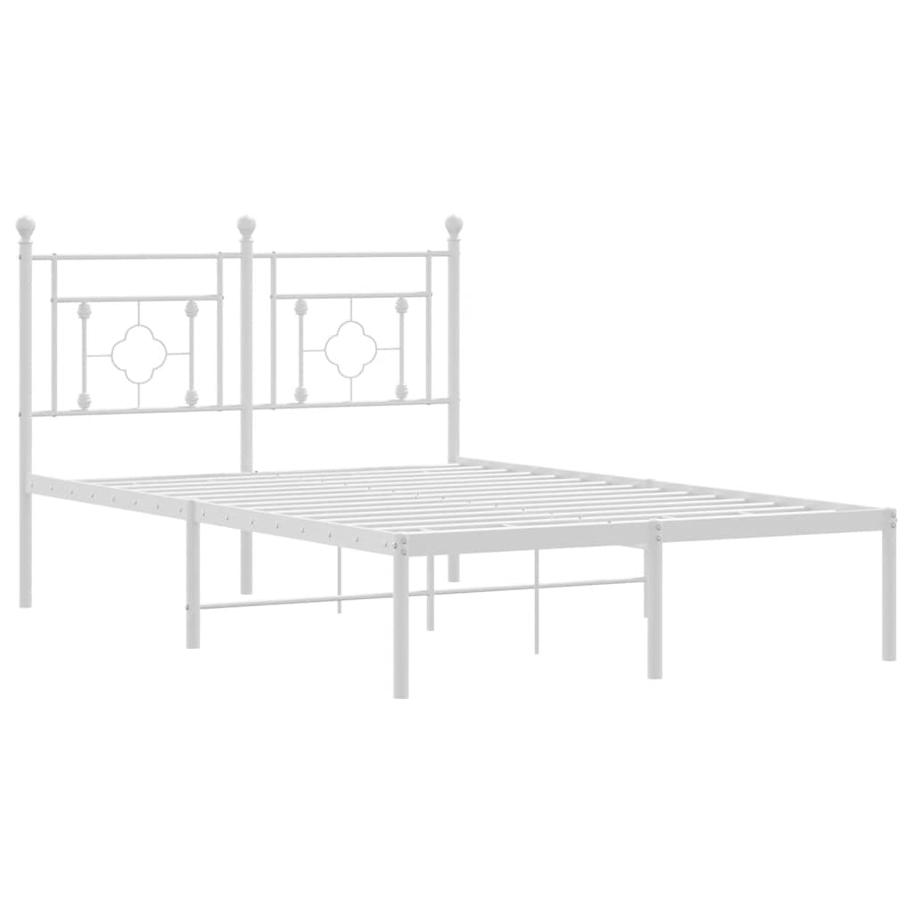 Metal Bed Frame without Mattress with Headboard White 120x190cm