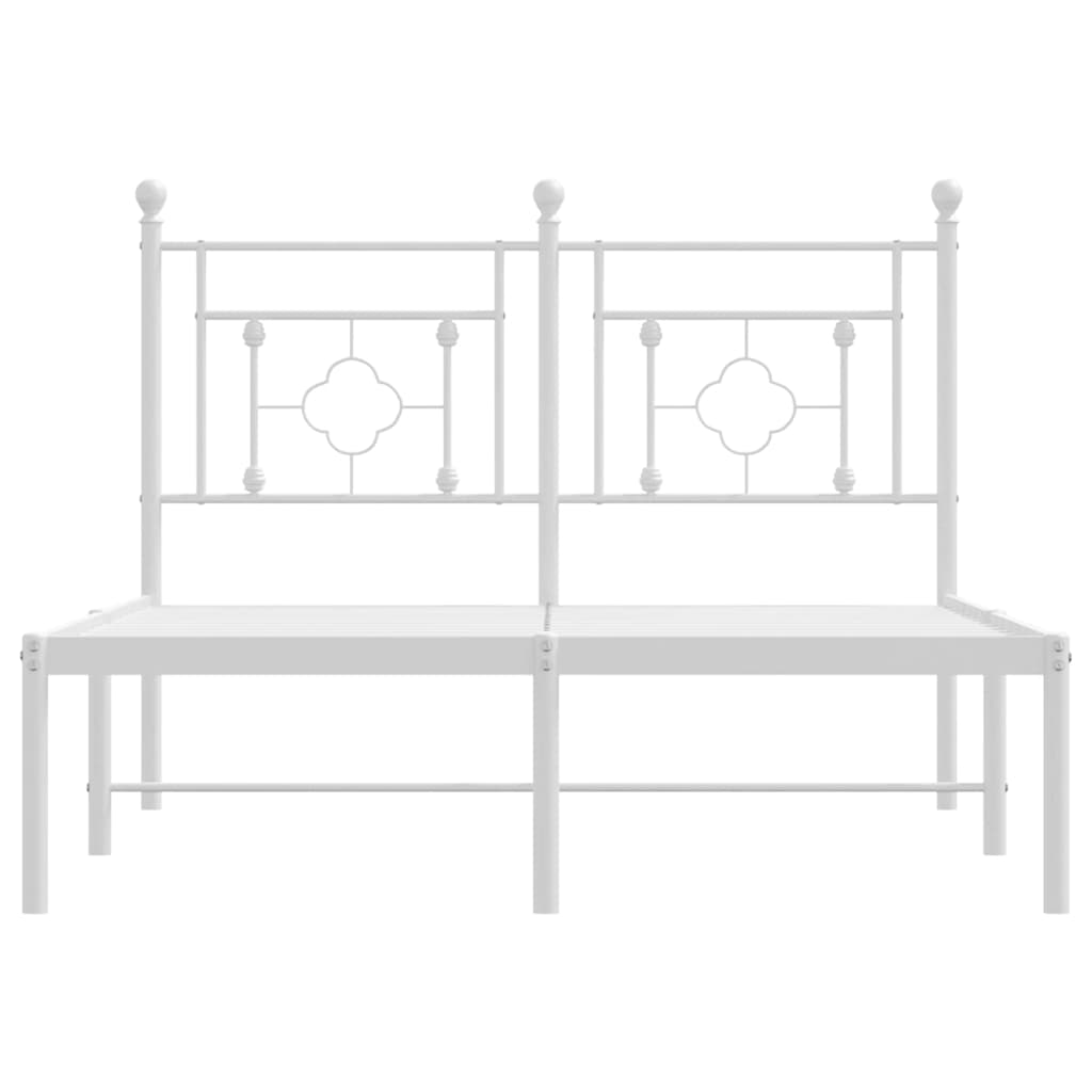 Metal Bed Frame without Mattress with Headboard White 120x190cm