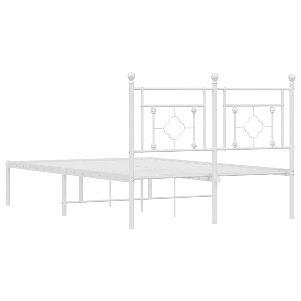 Metal Bed Frame without Mattress with Headboard White 120x190cm