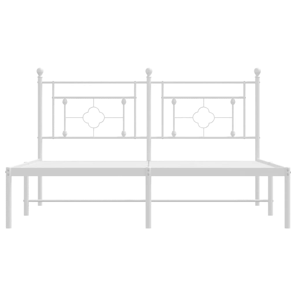 Metal Bed Frame without Mattress with Headboard White 150x200cm