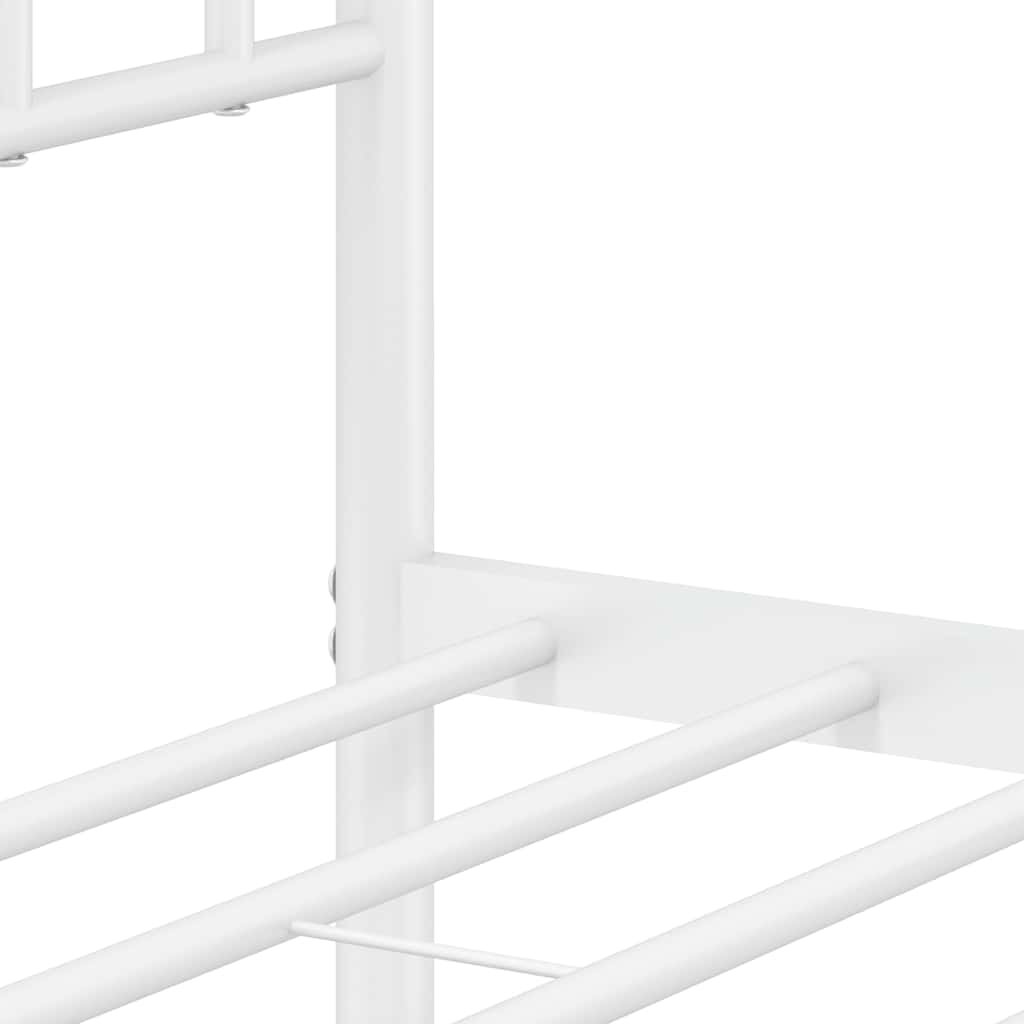 Metal Bed Frame without Mattress with Headboard White 150x200cm