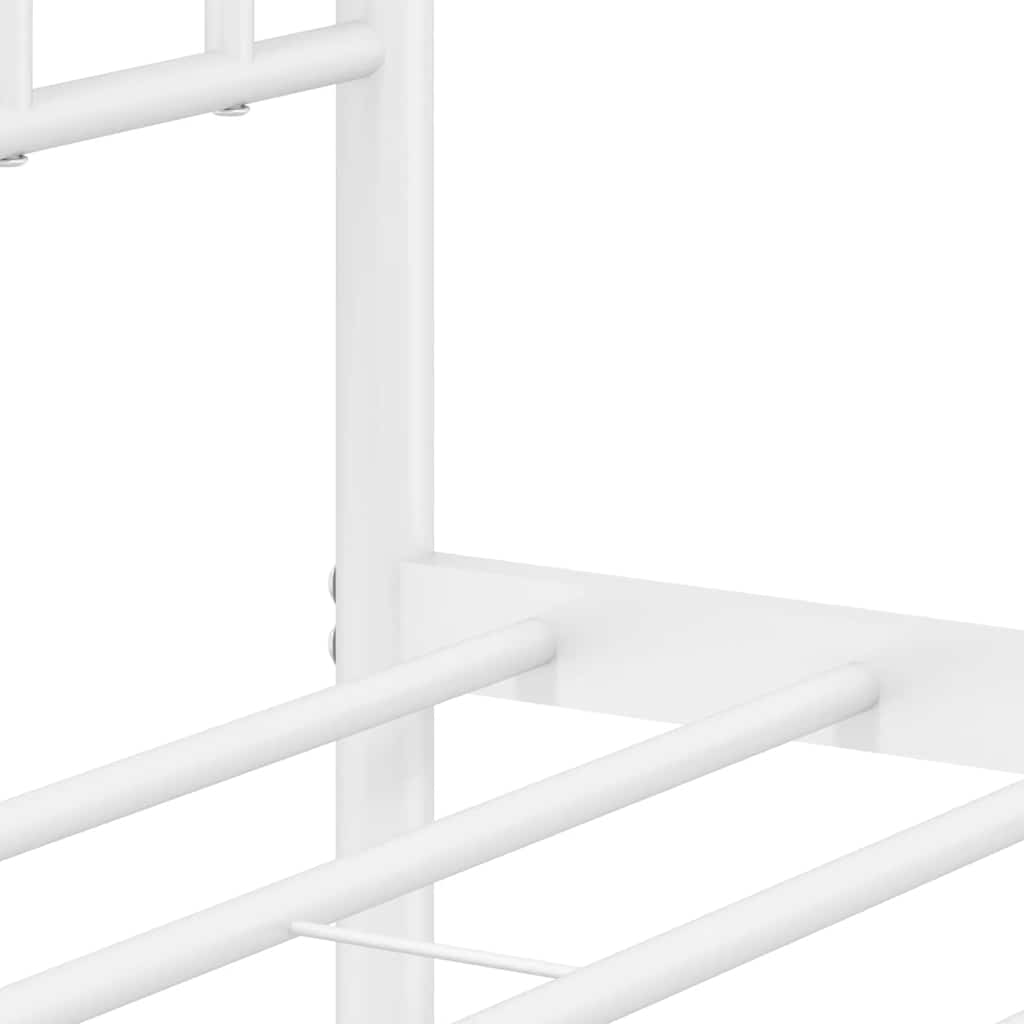 Metal Bed Frame without Mattress with Headboard White 160x200cm