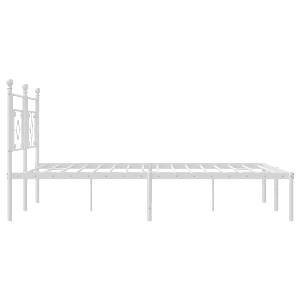Metal Bed Frame without Mattress with Headboard White 183x213cm