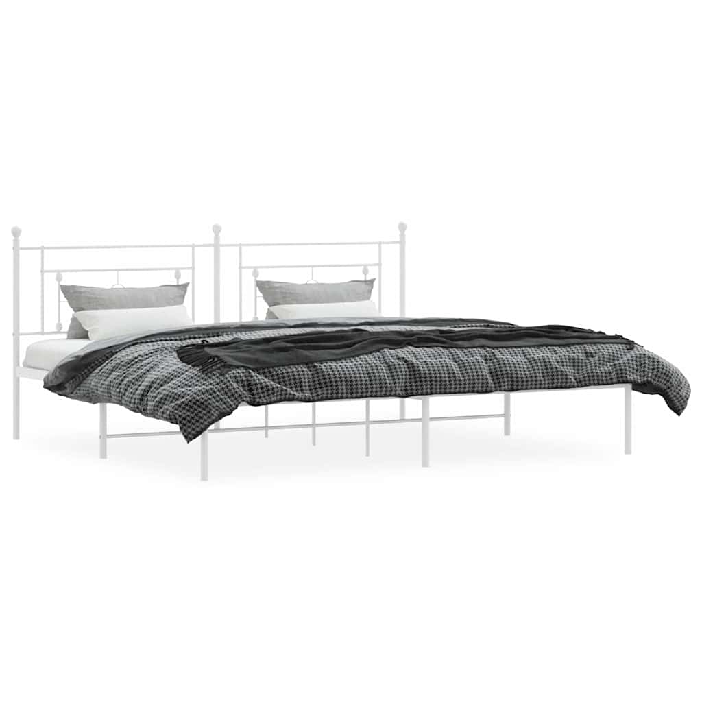 Metal Bed Frame without Mattress with Headboard White 193x203cm
