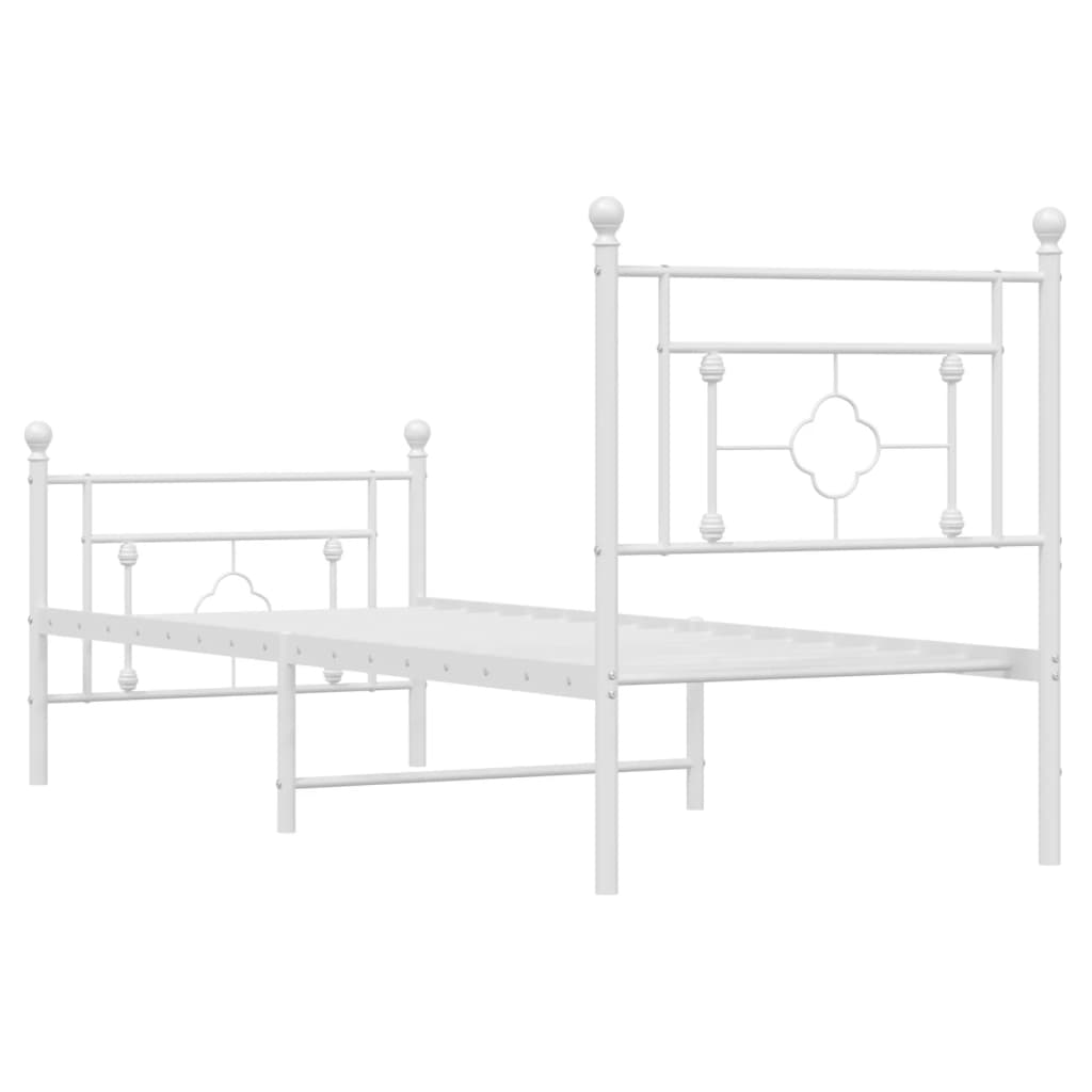 Metal Bed Frame without Mattress with Footboard White 80x200cm