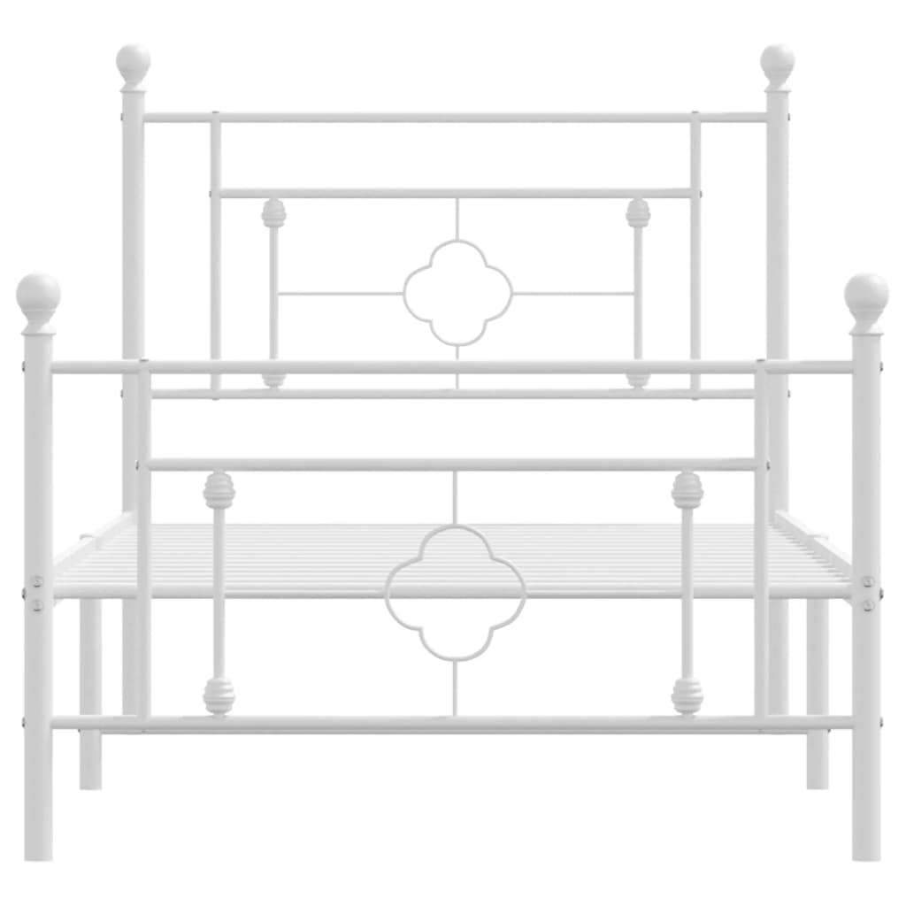 vidaXL Metal Bed Frame without Mattress with Footboard White 100x190cm