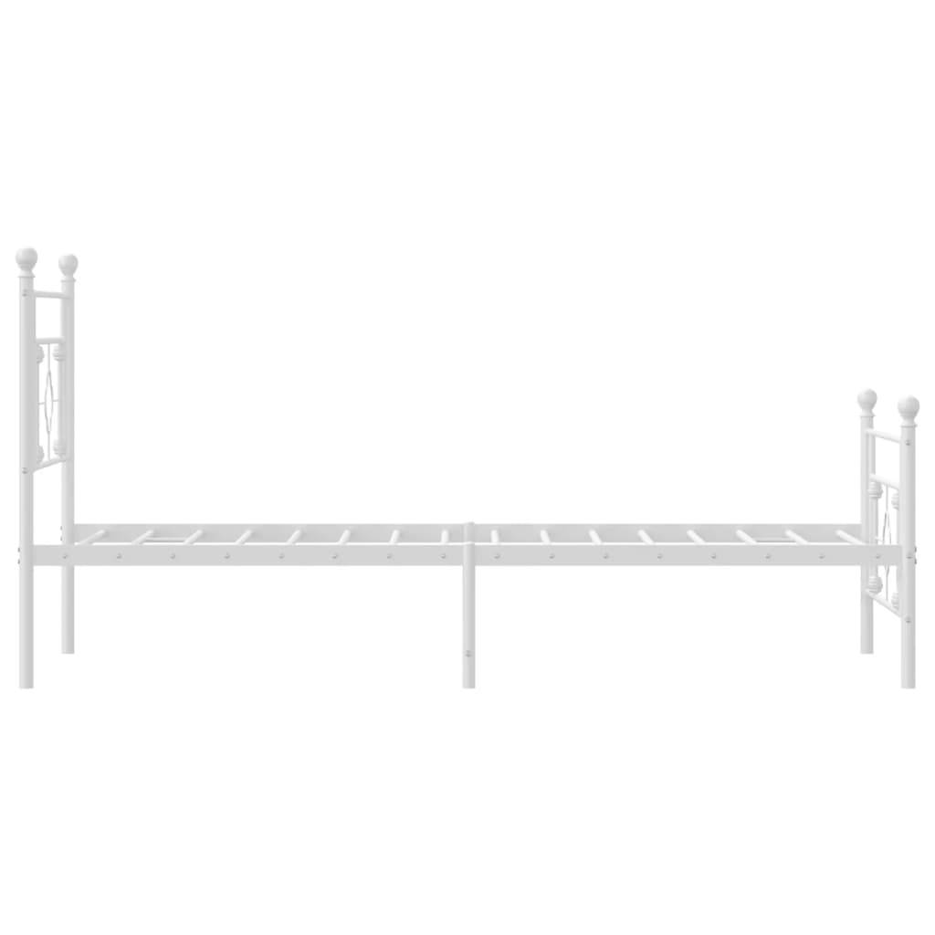 vidaXL Metal Bed Frame without Mattress with Footboard White 100x190cm