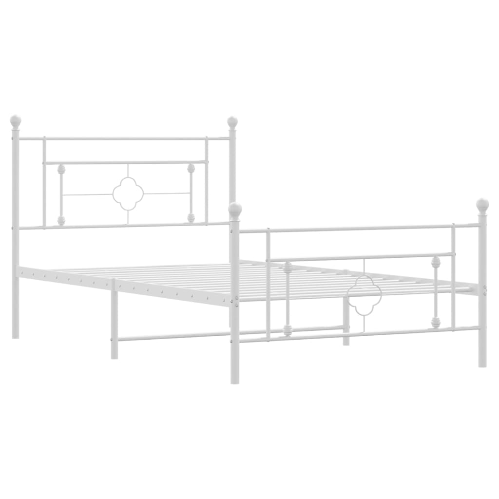 vidaXL Metal Bed Frame without Mattress with Footboard White 107x203cm