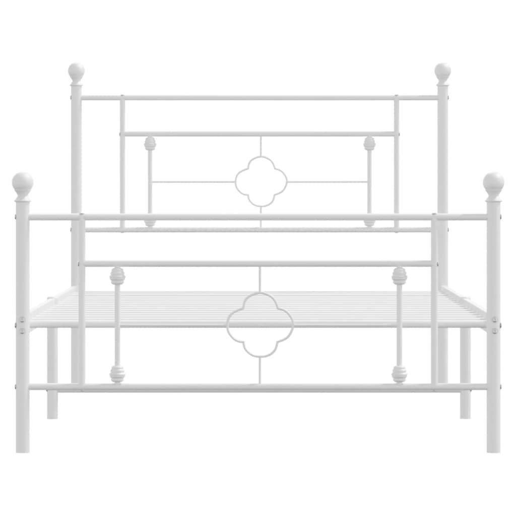 vidaXL Metal Bed Frame without Mattress with Footboard White 107x203cm