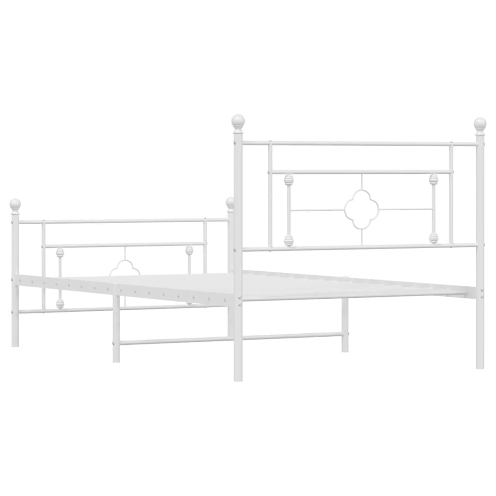 vidaXL Metal Bed Frame without Mattress with Footboard White 107x203cm