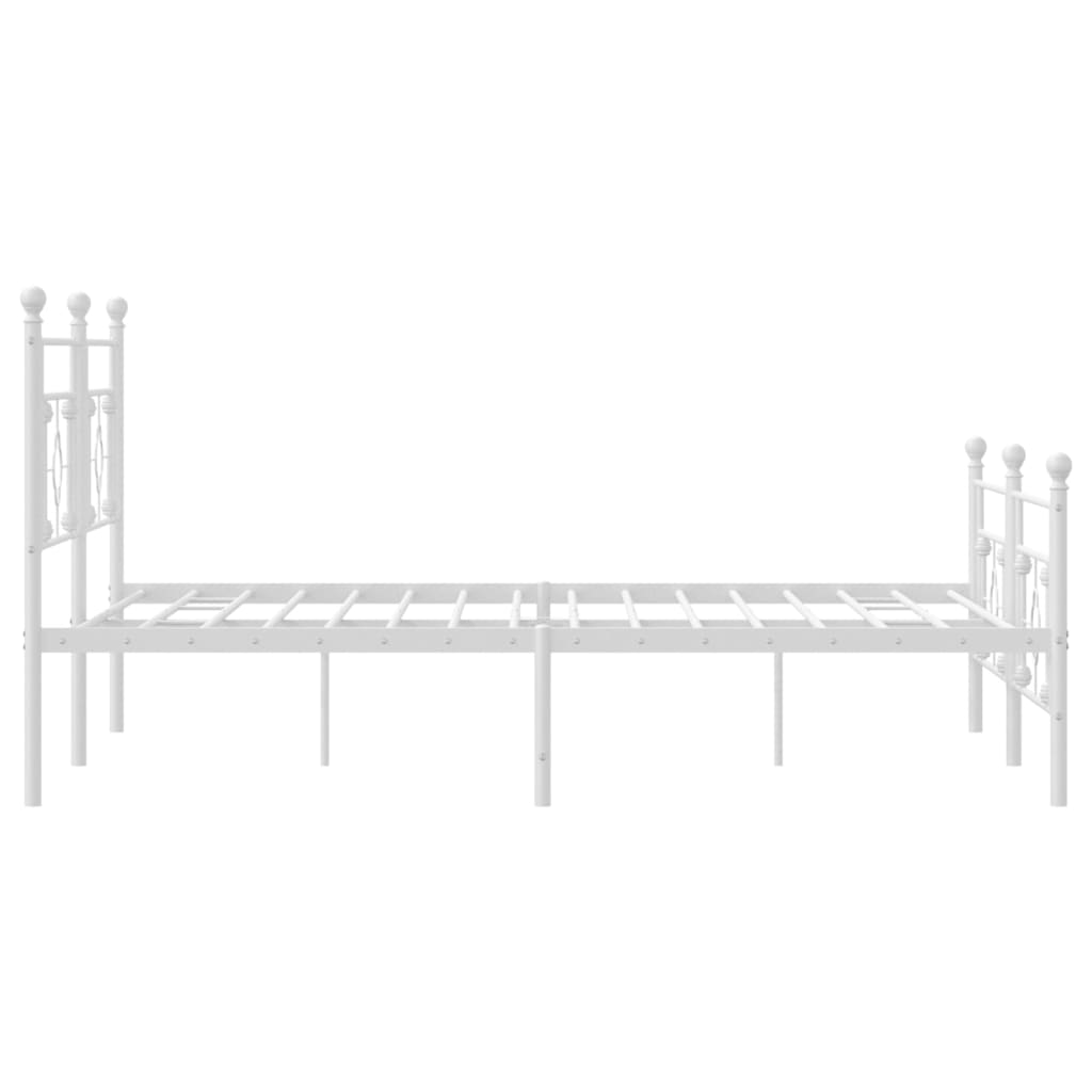 Metal Bed Frame without Mattress with Footboard White 183x213cm