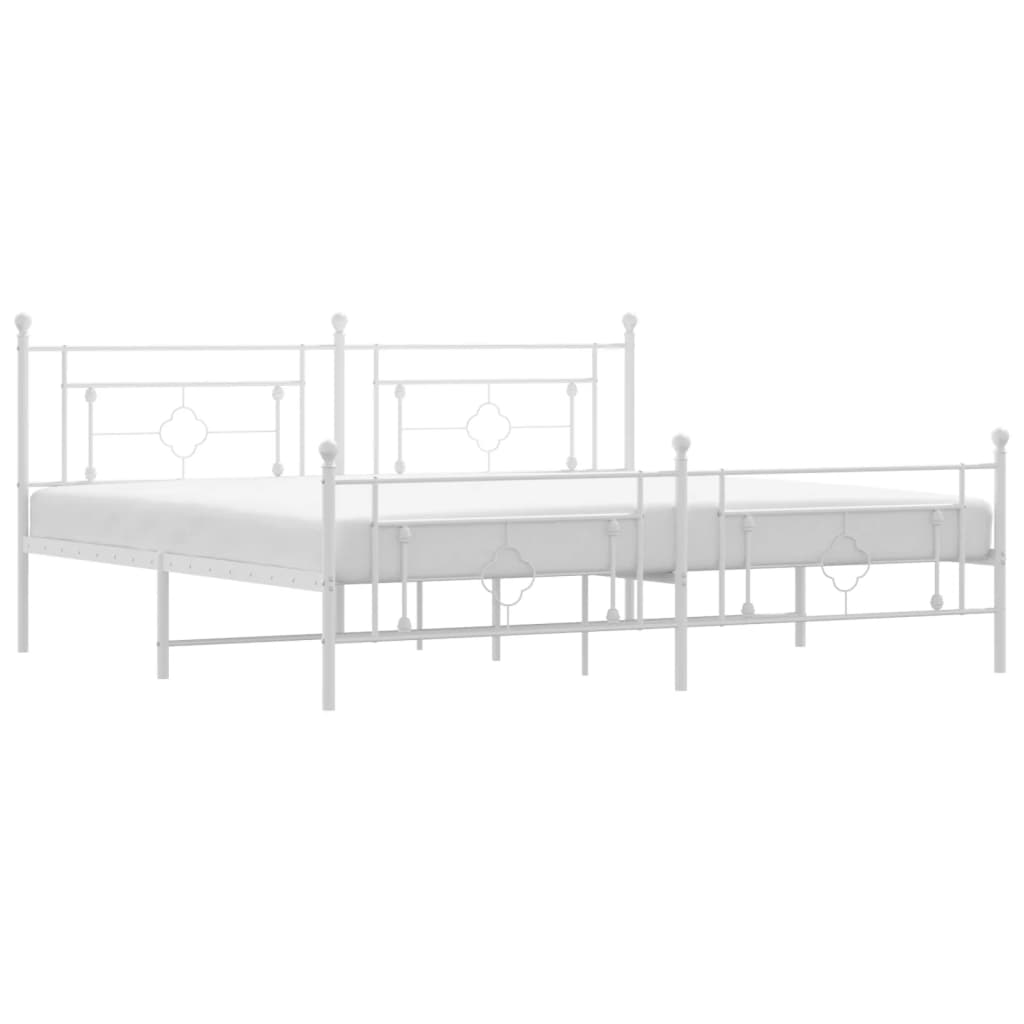 vidaXL Metal Bed Frame without Mattress with Footboard White 200x200cm