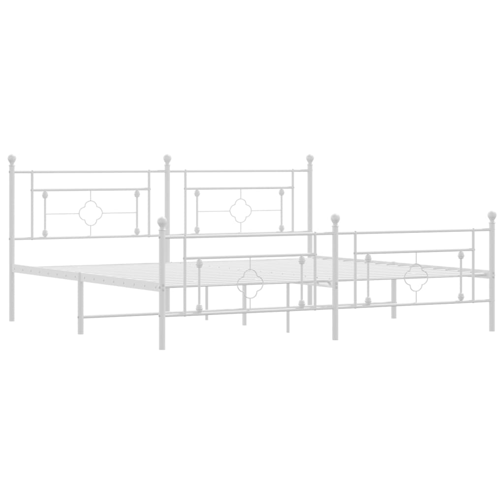 vidaXL Metal Bed Frame without Mattress with Footboard White 200x200cm