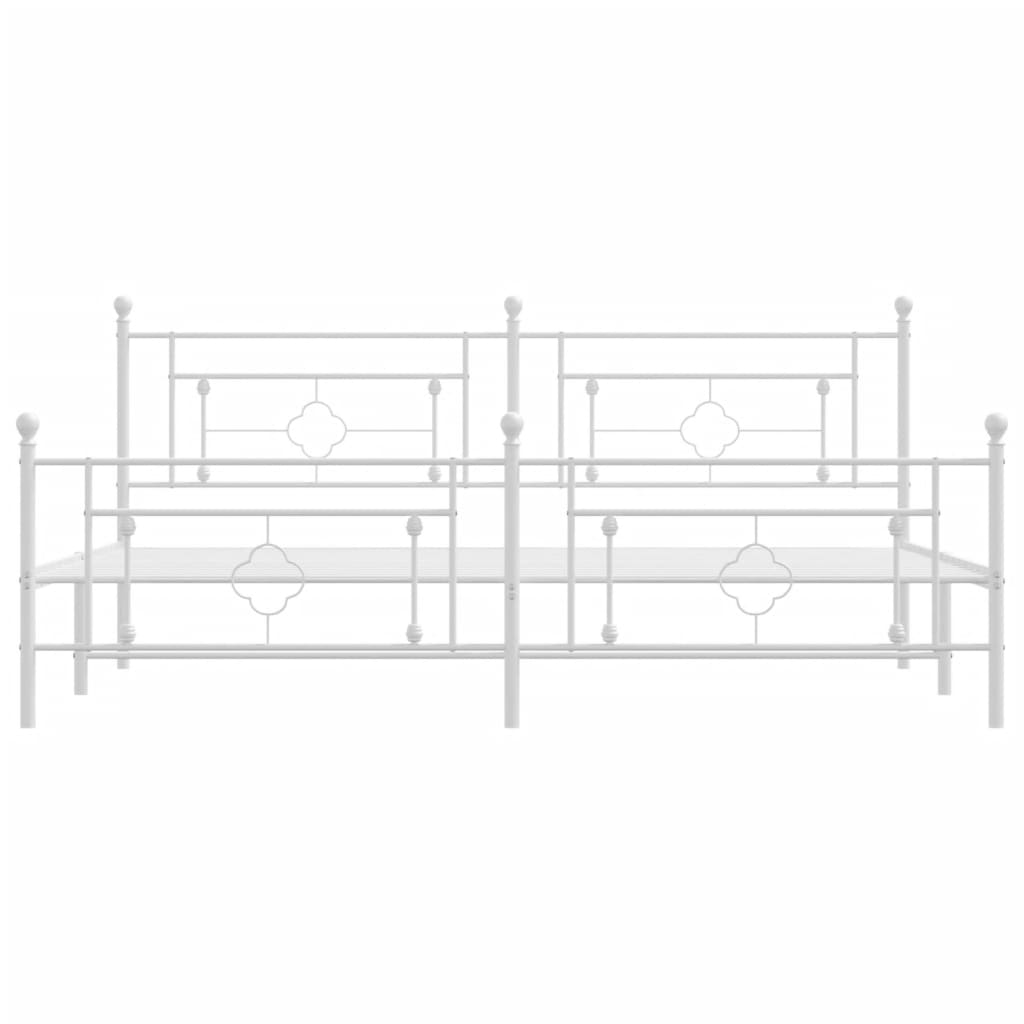 vidaXL Metal Bed Frame without Mattress with Footboard White 200x200cm