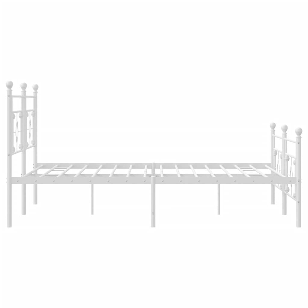 vidaXL Metal Bed Frame without Mattress with Footboard White 200x200cm