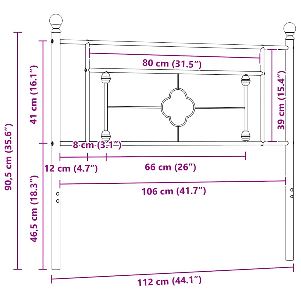 Metal Replace Headboard White 107 cm