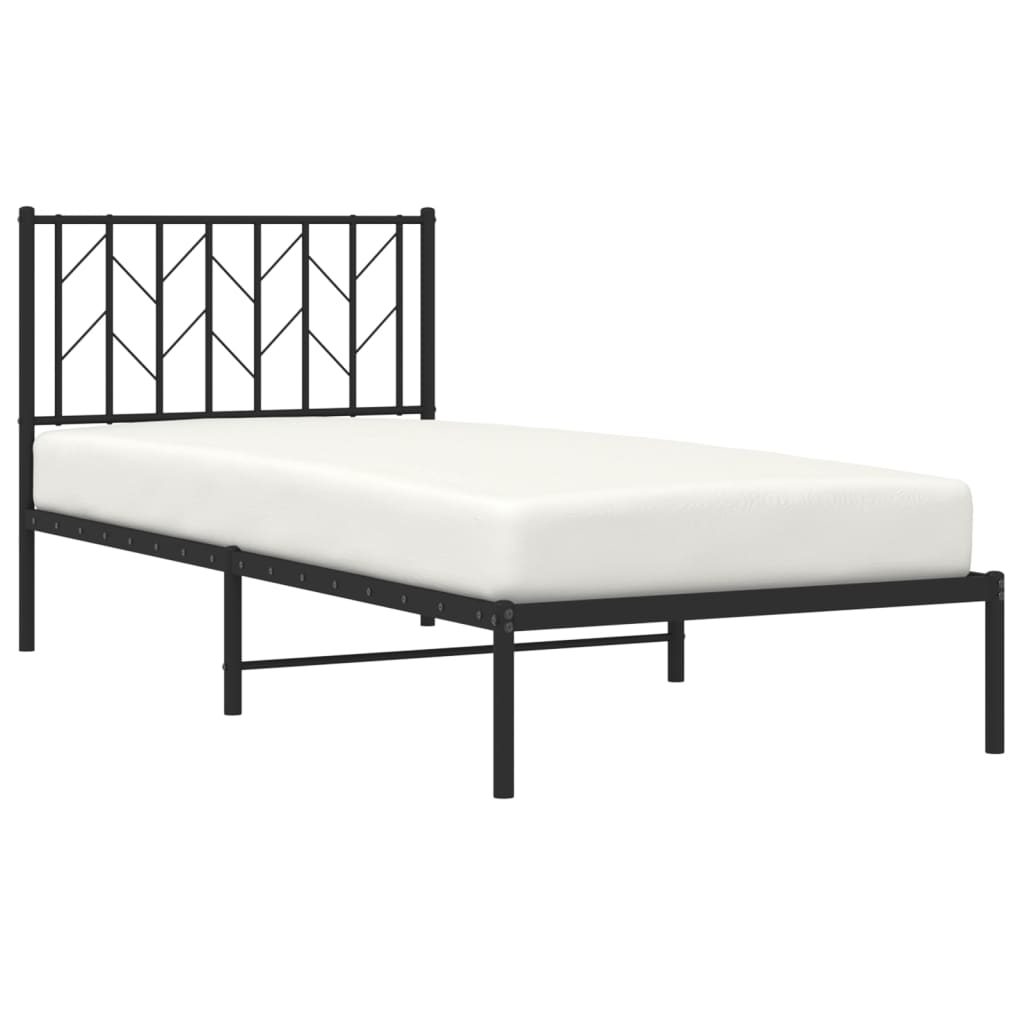 Metal Bed Frame without Mattress with Headboard Black 90x190cm