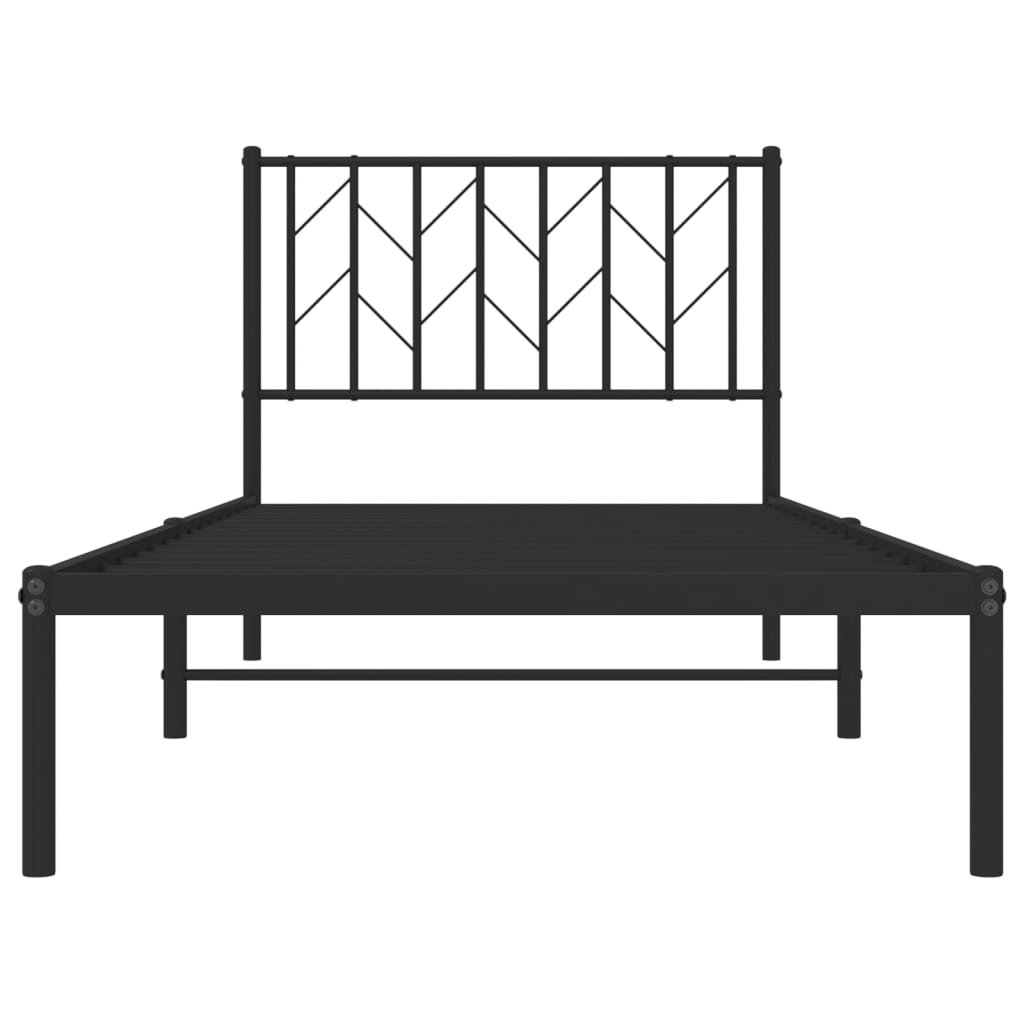 Metal Bed Frame without Mattress with Headboard Black 90x190cm
