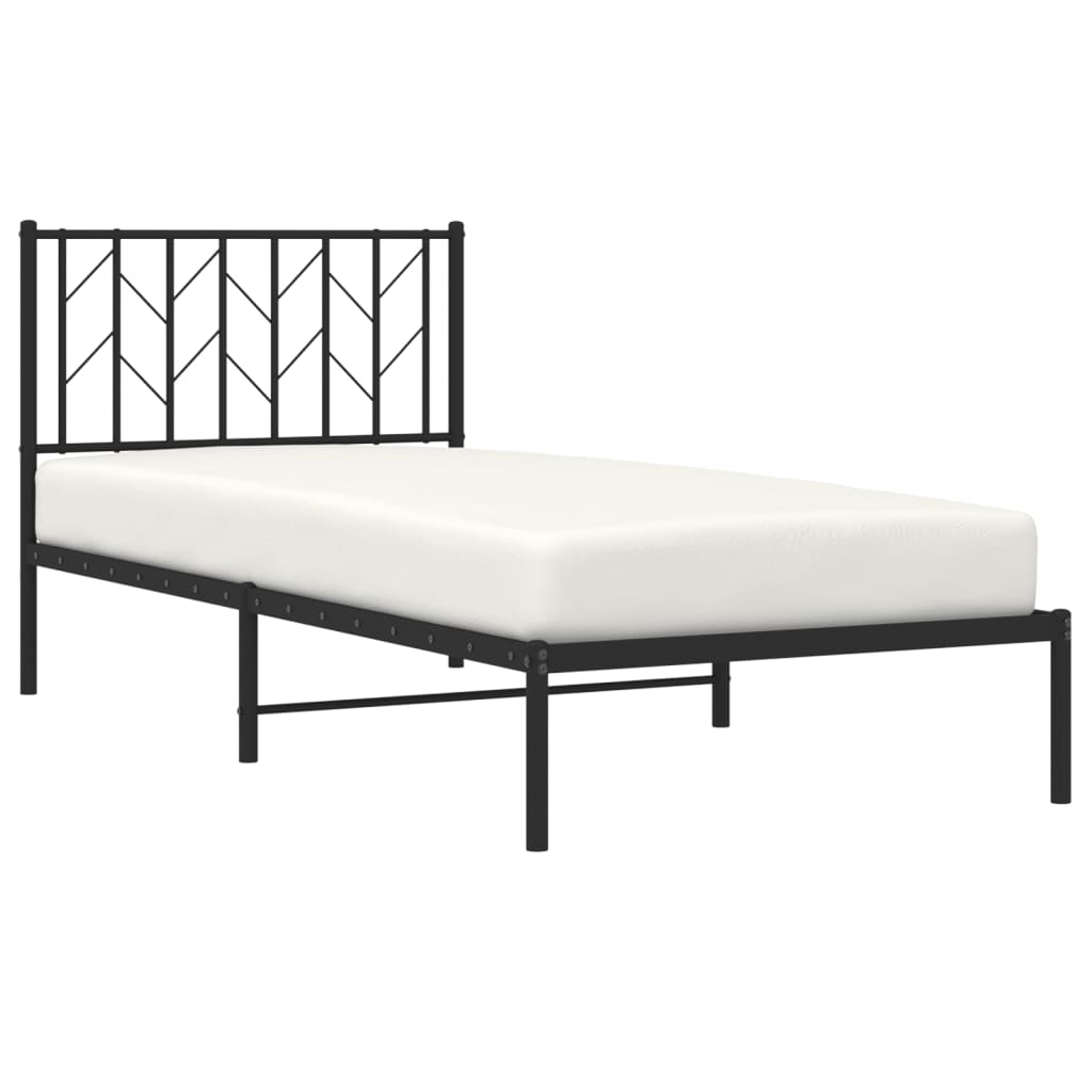Metal Bed Frame without Mattress with Headboard Black 90x200cm