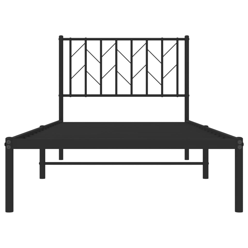 Metal Bed Frame without Mattress with Headboard Black 90x200cm