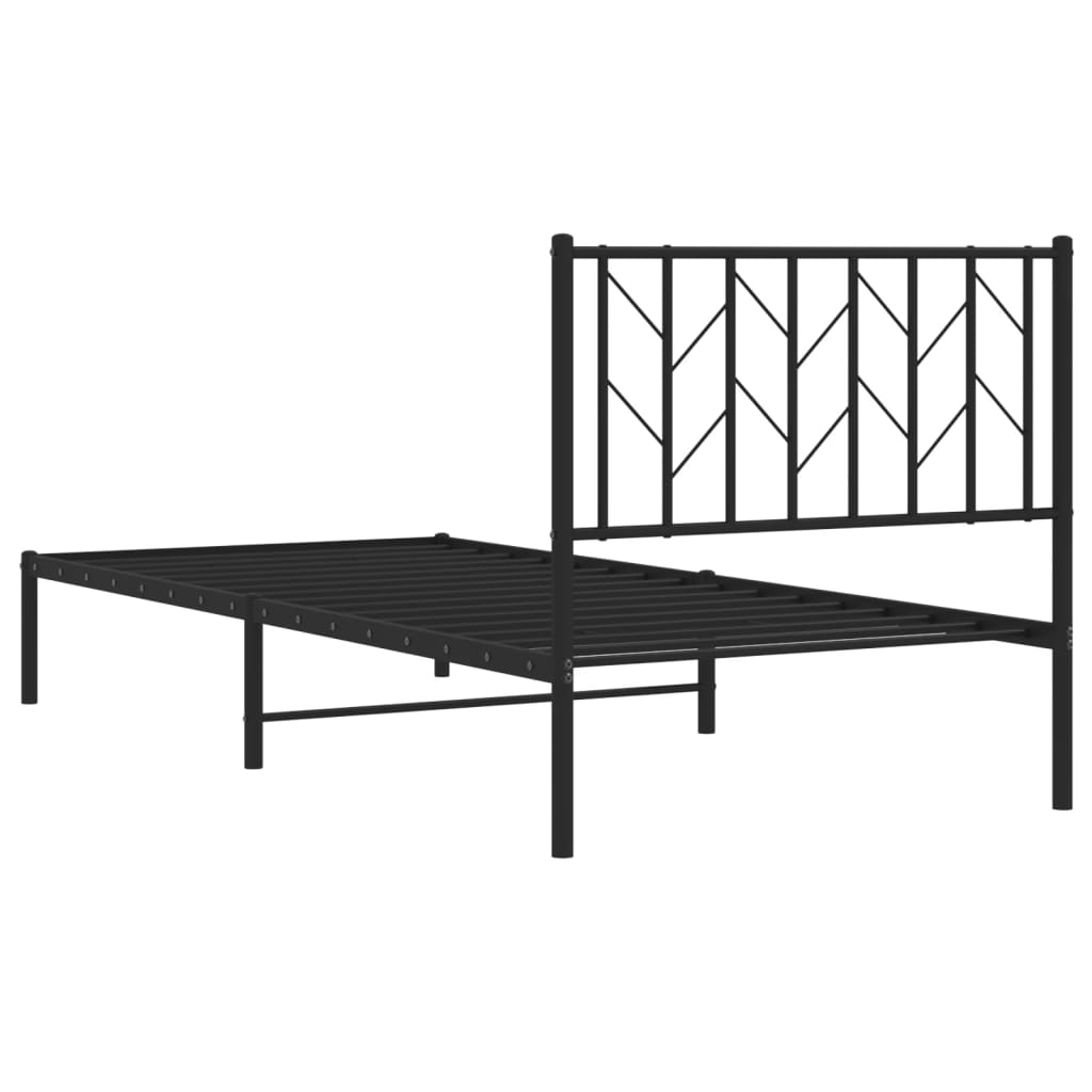 Metal Bed Frame without Mattress with Headboard Black 90x200cm