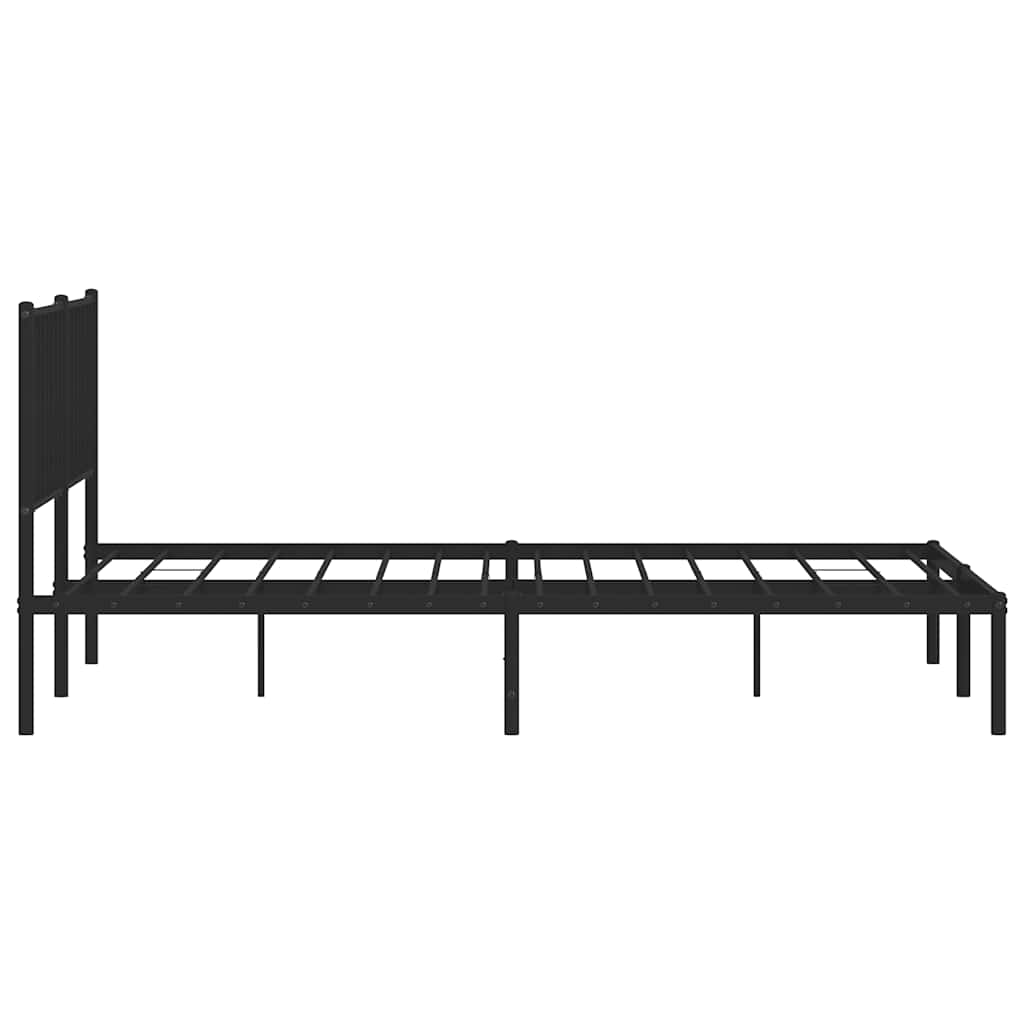 Metal Bed Frame without Mattress with Headboard Black 193x203cm