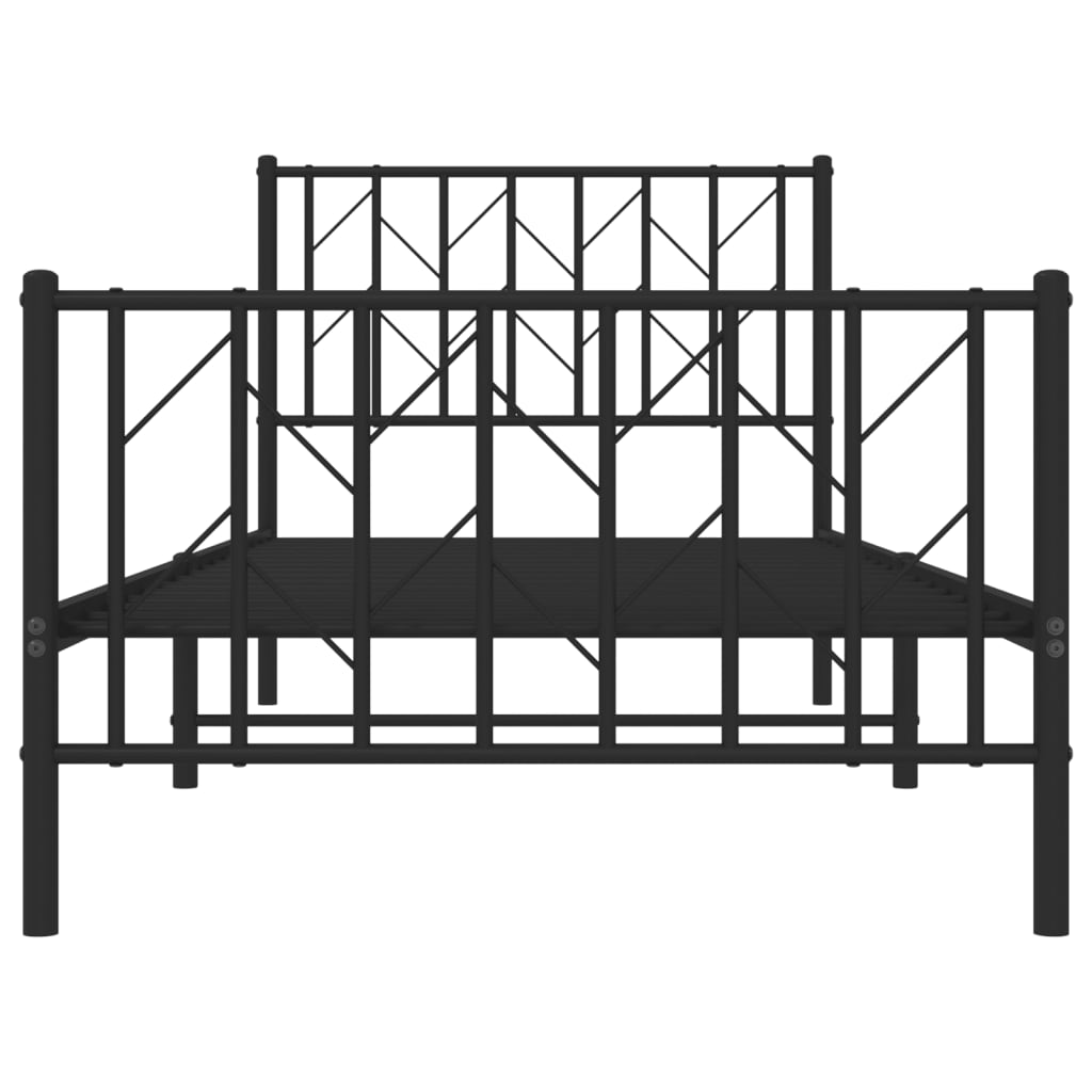 vidaXL Metal Bed Frame without Mattress with Footboard Black 90x190cm