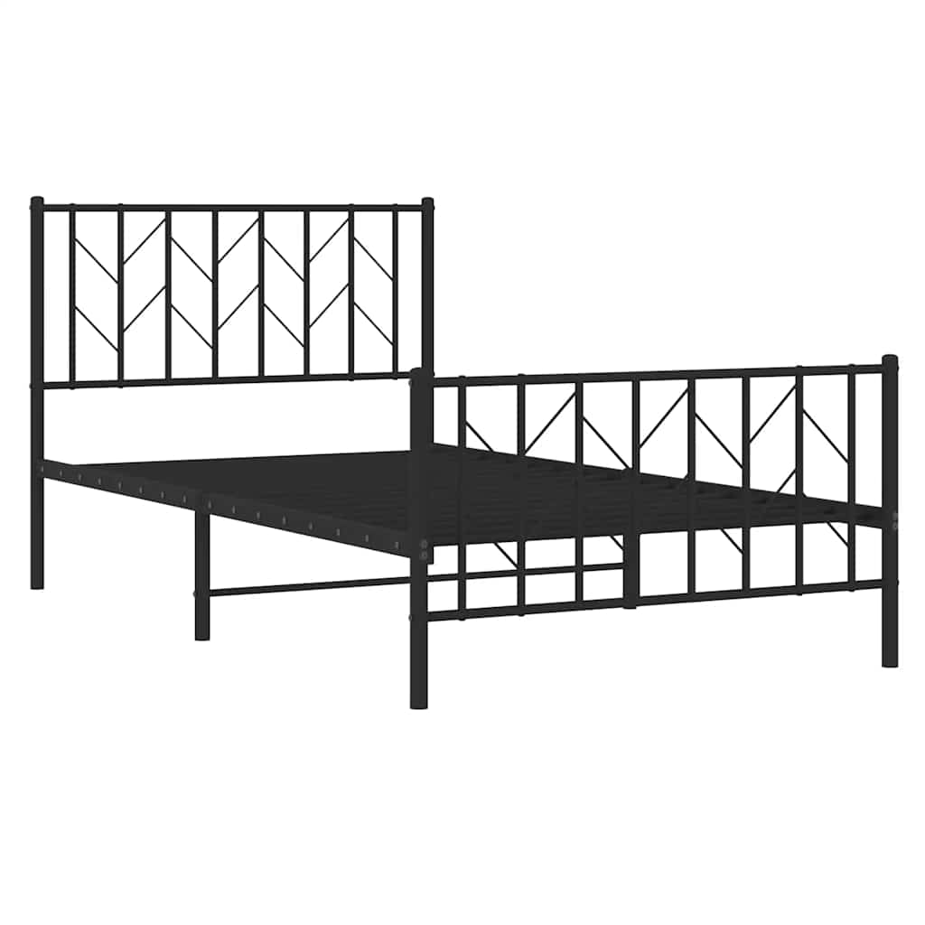 Metal Bed Frame without Mattress with Footboard Black 100x200cm