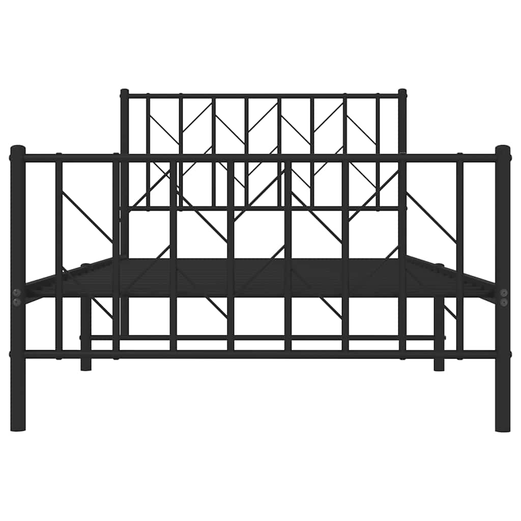 Metal Bed Frame without Mattress with Footboard Black 100x200cm