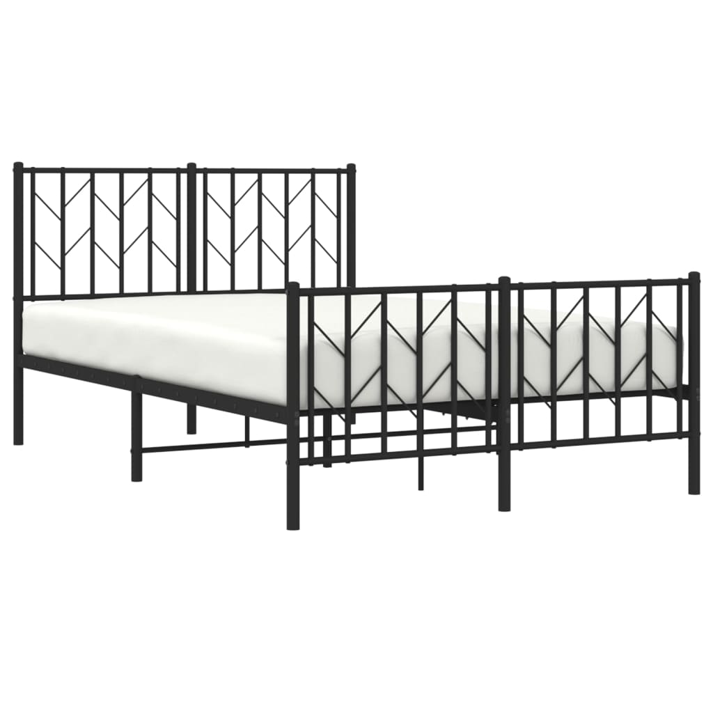 vidaXL Metal Bed Frame without Mattress with Footboard Black 120x190cm