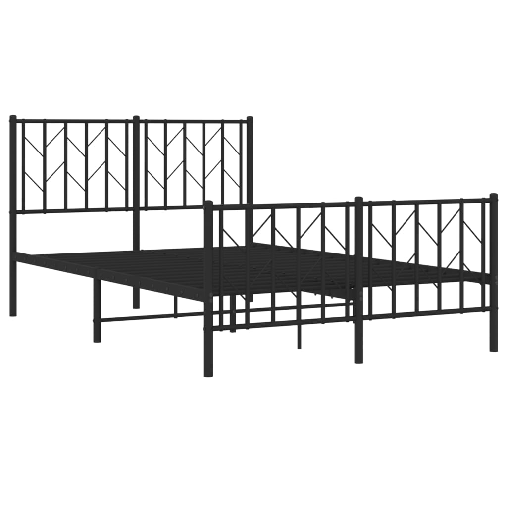 vidaXL Metal Bed Frame without Mattress with Footboard Black 120x190cm