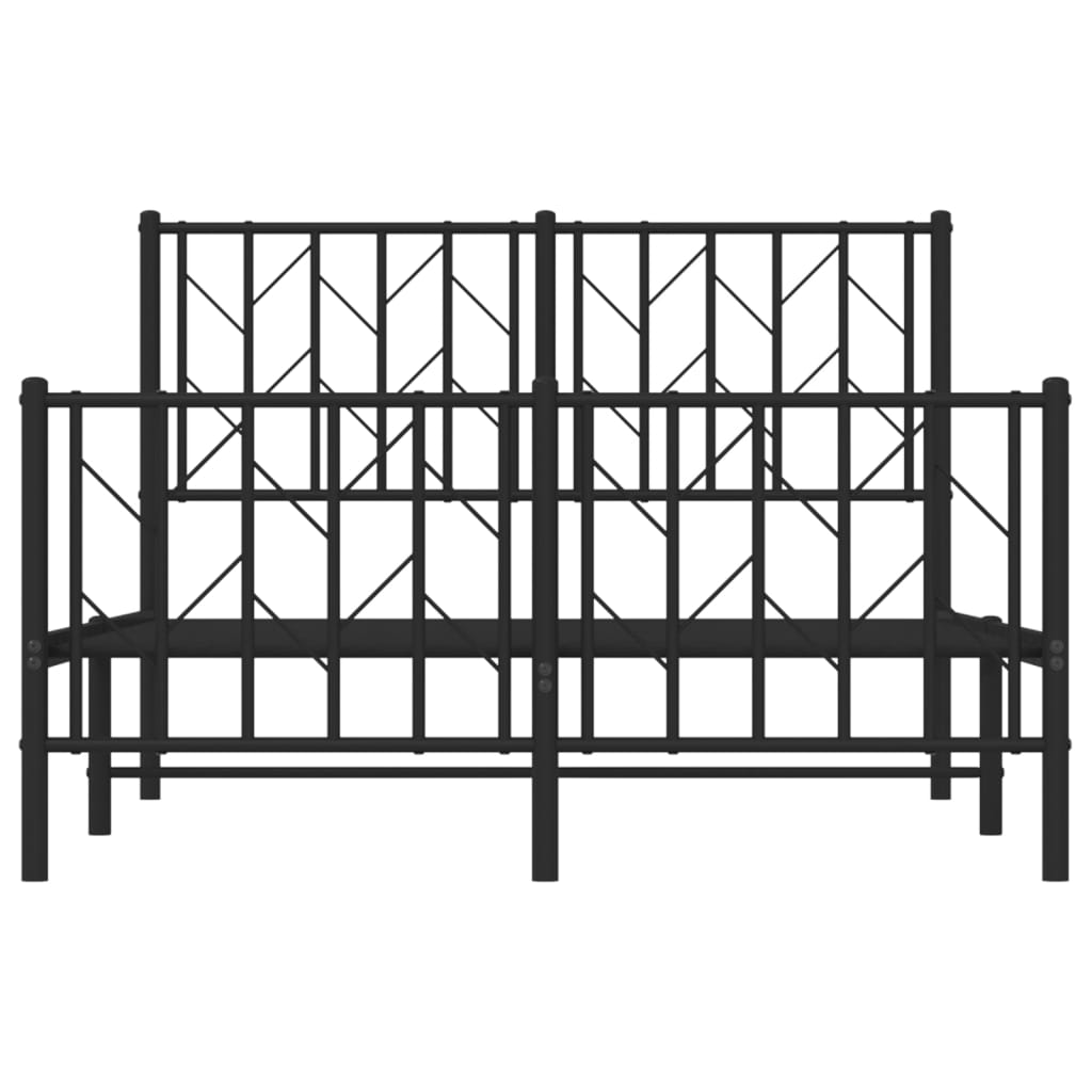 vidaXL Metal Bed Frame without Mattress with Footboard Black 120x190cm