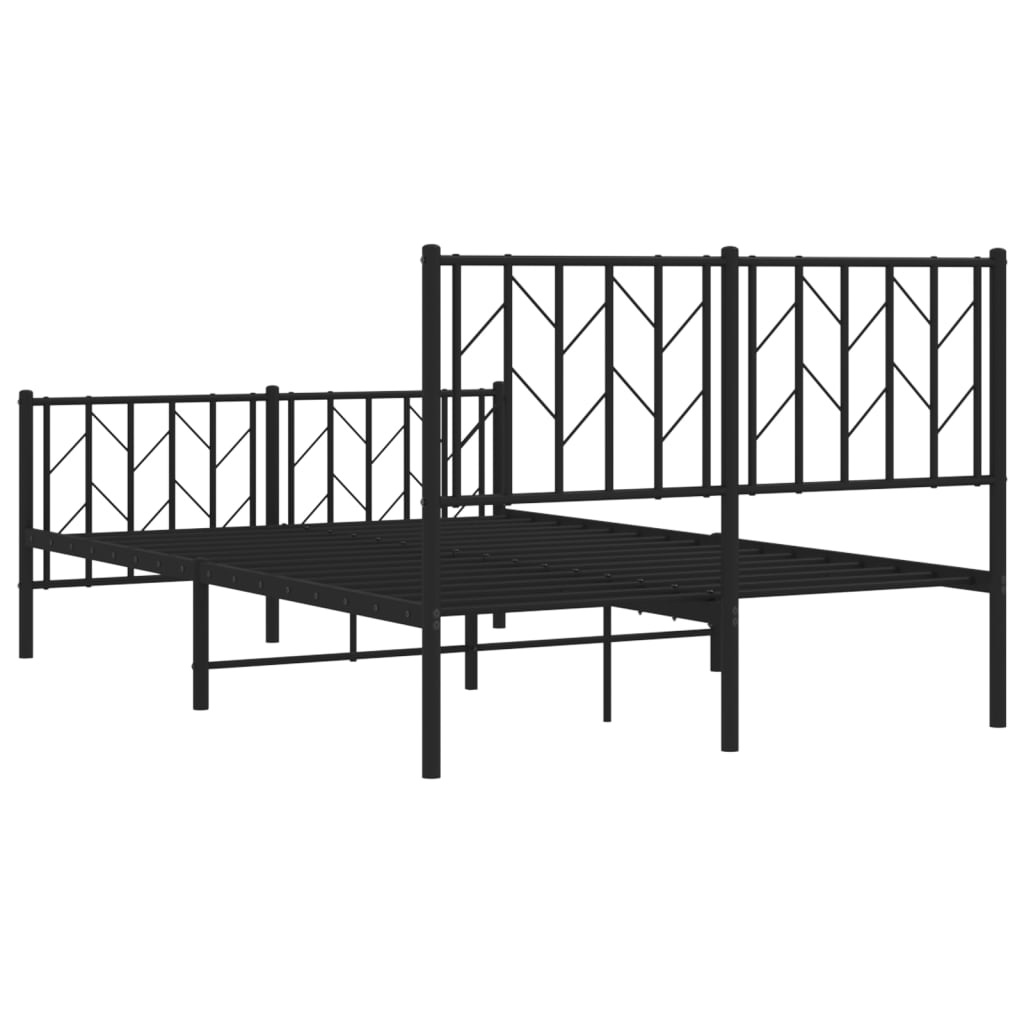 vidaXL Metal Bed Frame without Mattress with Footboard Black 120x190cm