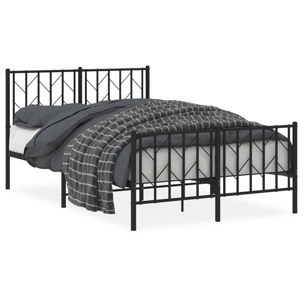 vidaXL Metal Bed Frame without Mattress with Footboard Black 120x200cm