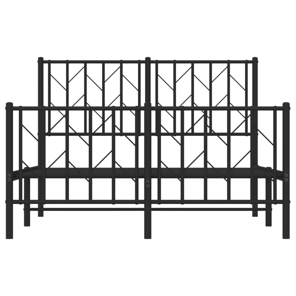 vidaXL Metal Bed Frame without Mattress with Footboard Black 120x200cm