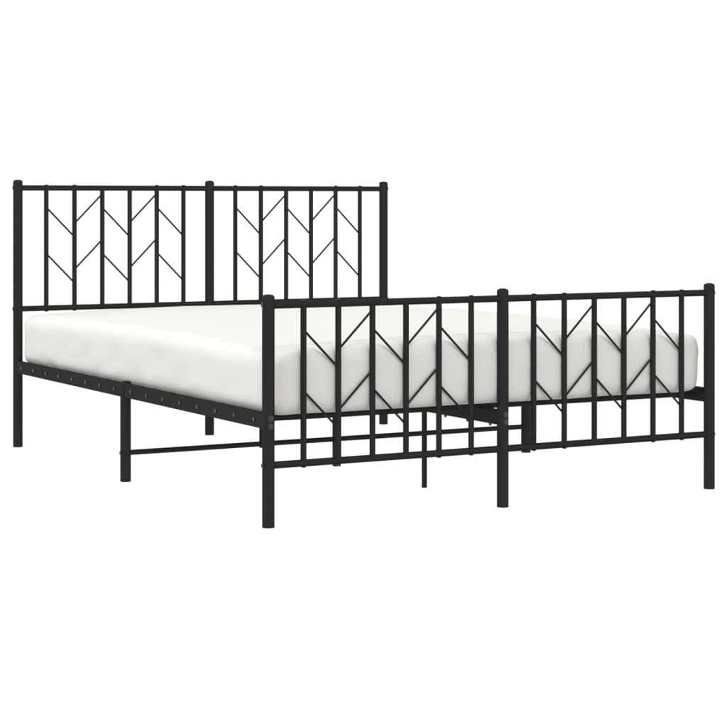 vidaXL Metal Bed Frame without Mattress with Footboard Black 140x200cm