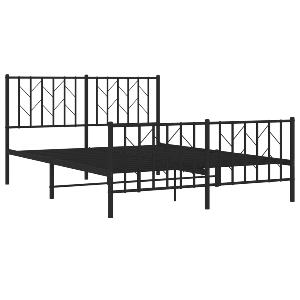 vidaXL Metal Bed Frame without Mattress with Footboard Black 140x200cm