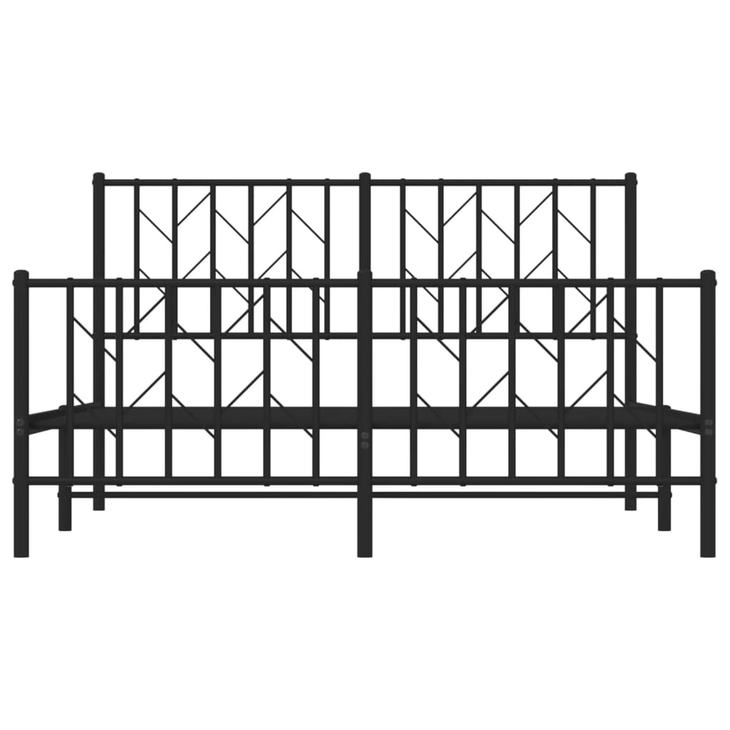 vidaXL Metal Bed Frame without Mattress with Footboard Black 140x200cm