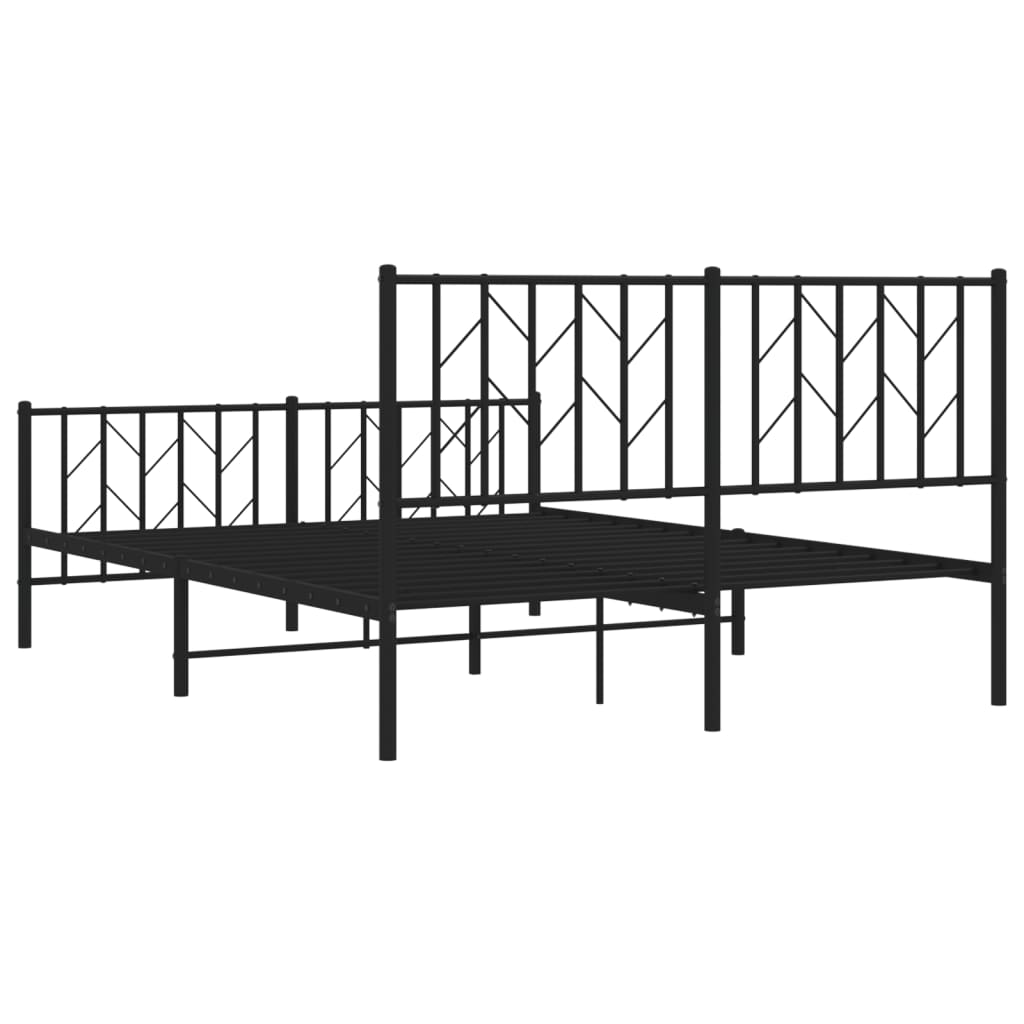 vidaXL Metal Bed Frame without Mattress with Footboard Black 140x200cm