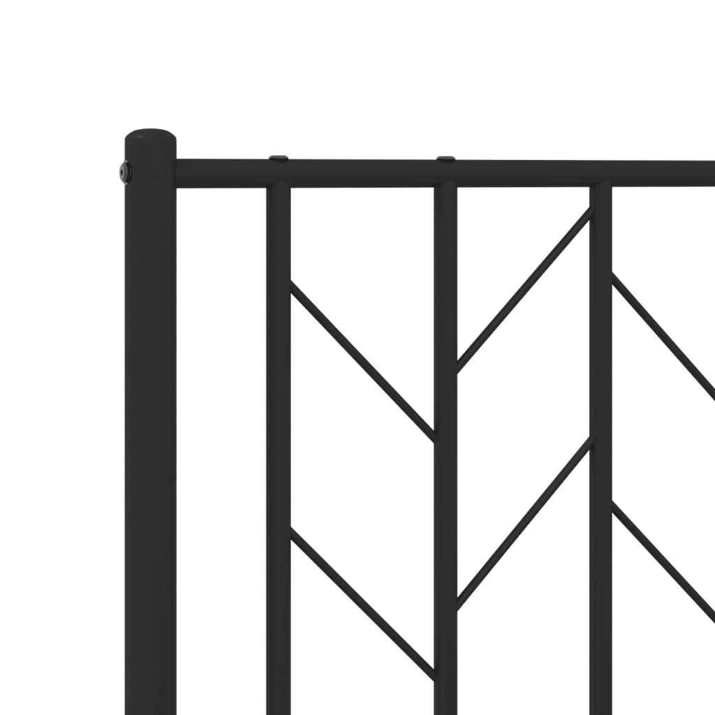 Metal Bed Frame without Mattress with Footboard Black 160x200cm