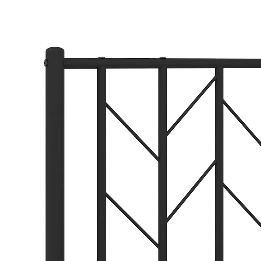 Metal Bed Frame without Mattress with Footboard Black 193x203cm