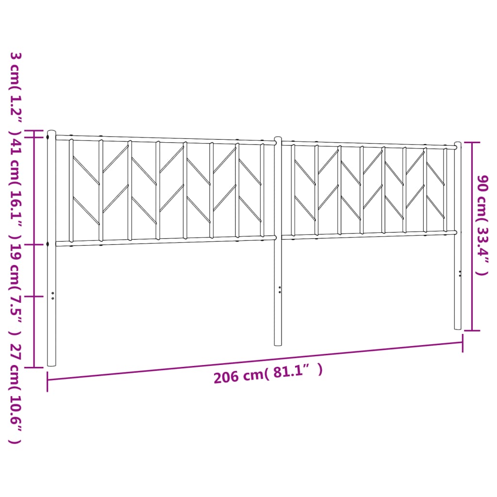 Metal Replace Headboard Black 200 cm
