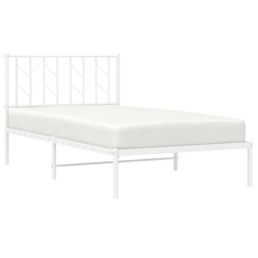 vidaXL Metal Bed Frame without Mattress with Headboard White 100x190cm