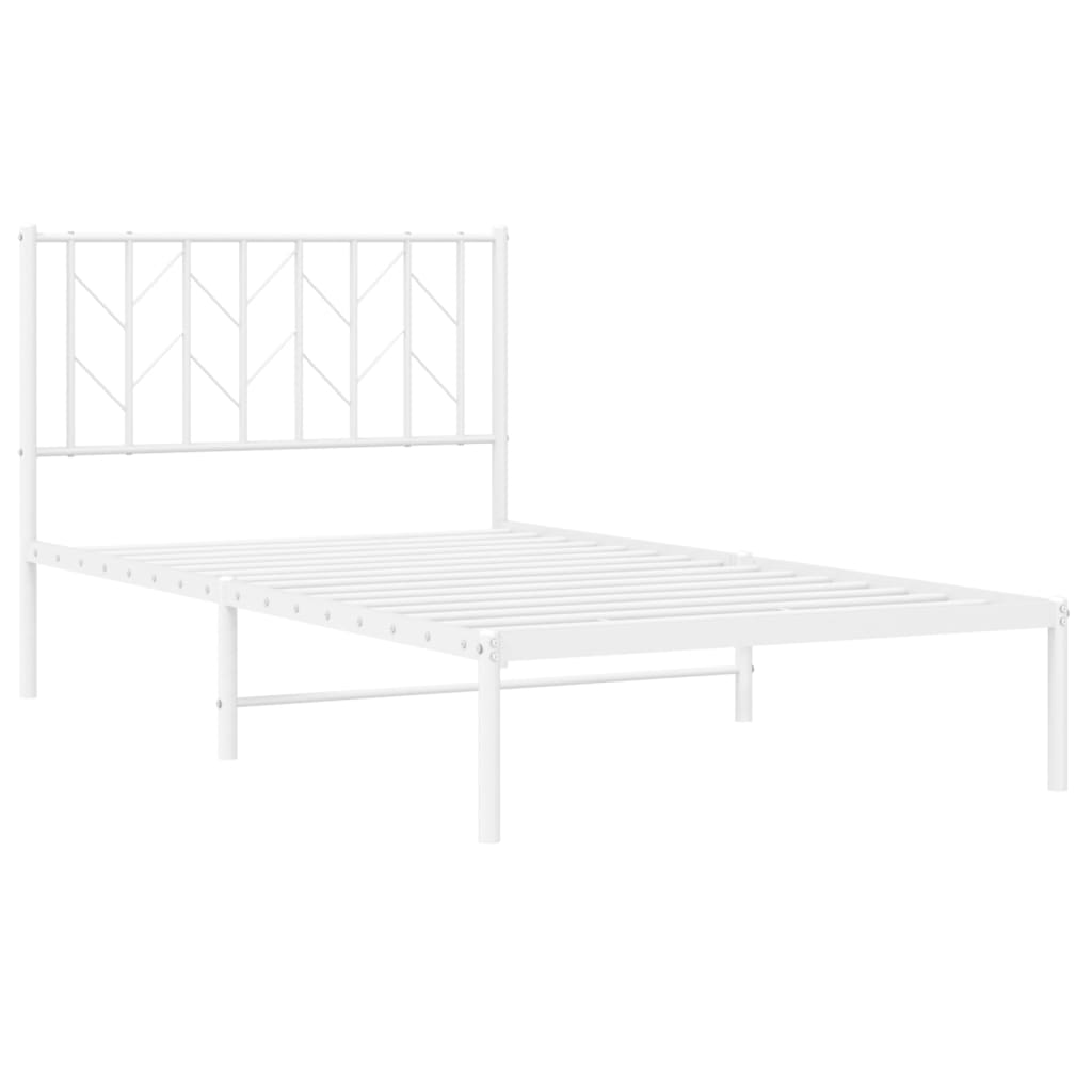 vidaXL Metal Bed Frame without Mattress with Headboard White 100x190cm